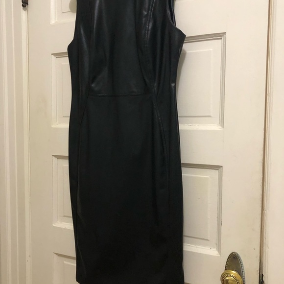 Calvin Klein fitted trendy pleather dress size 10 - Picture 1 of 4